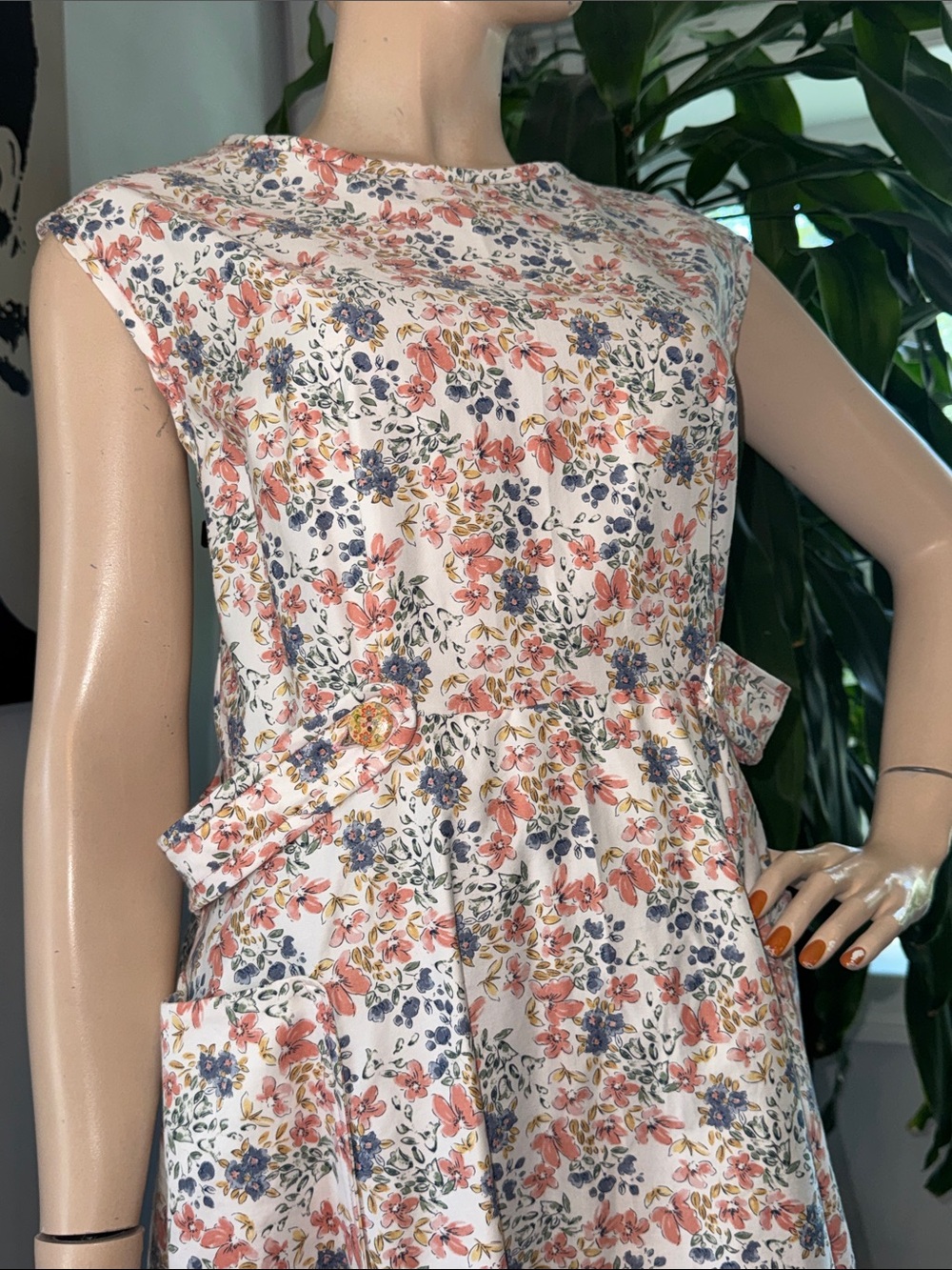 Vintage Floral Cotton Back Wrap Midi Dress - Picture 3 of 16